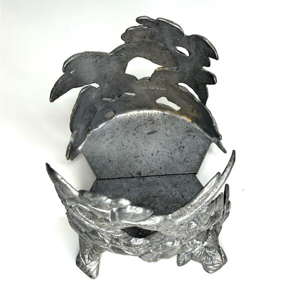 VTG Carson Hummingbird CANDLE JAR HOLDER 4.25"D Pillar Floral Silver Metal 5.5"T - Picture 5 of 6